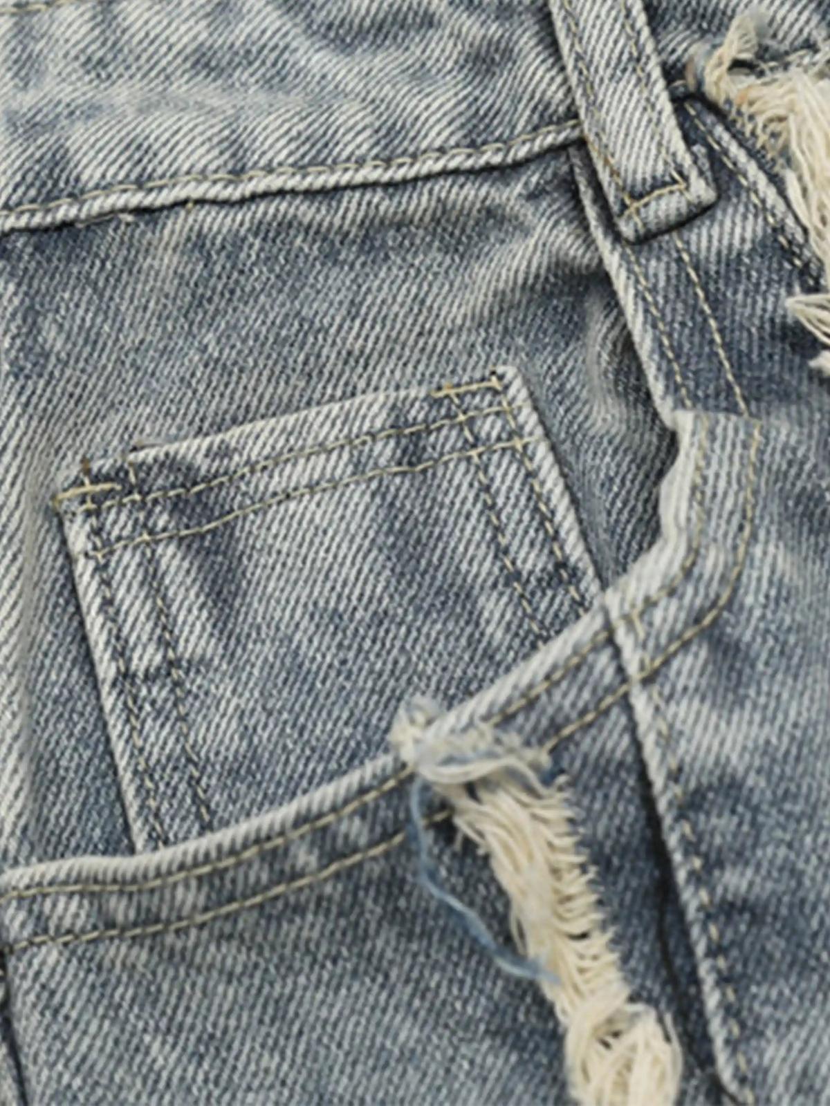 Vintage Fringed Raw-Edge Jeans