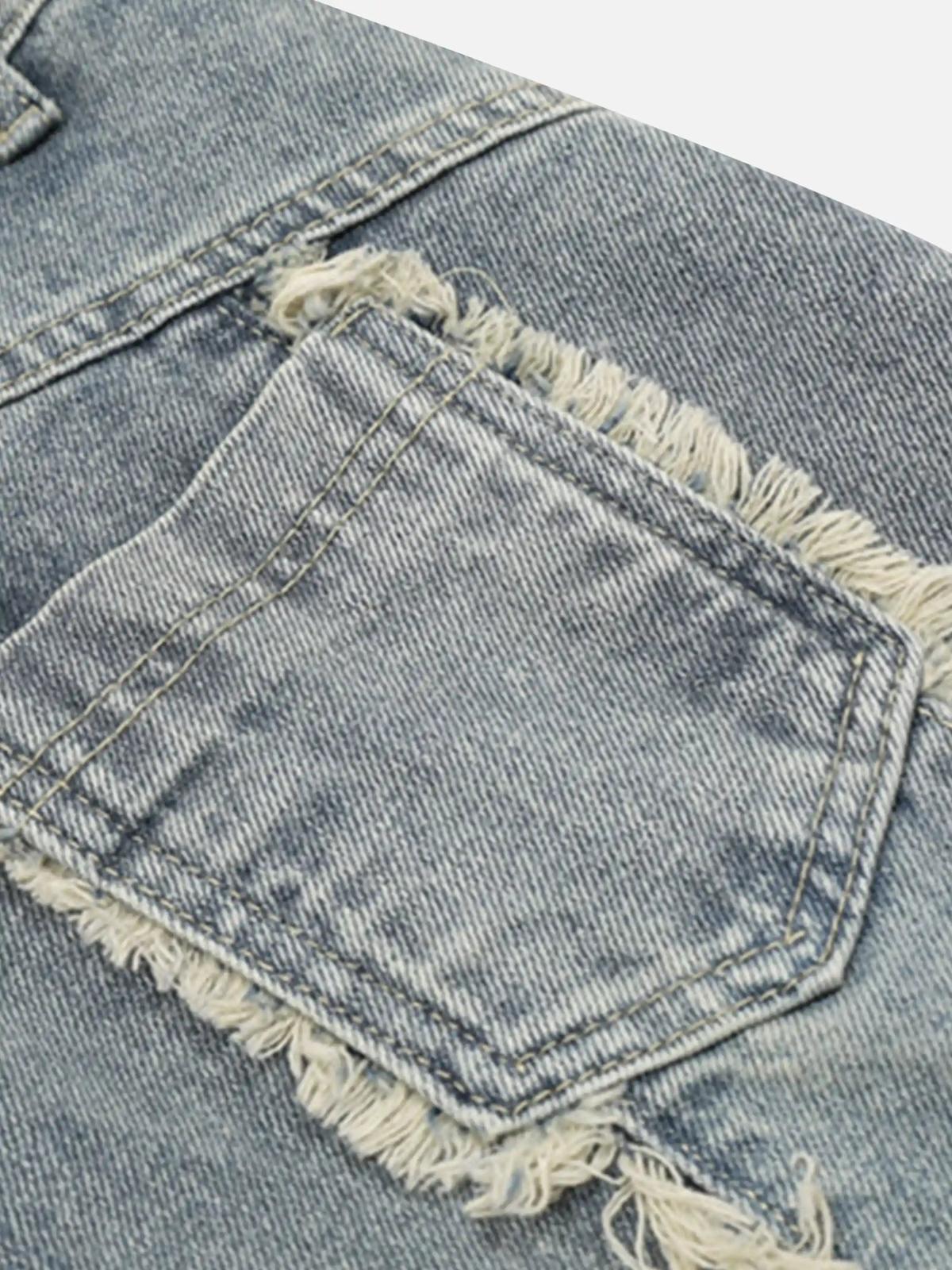 Vintage Fringed Raw-Edge Jeans