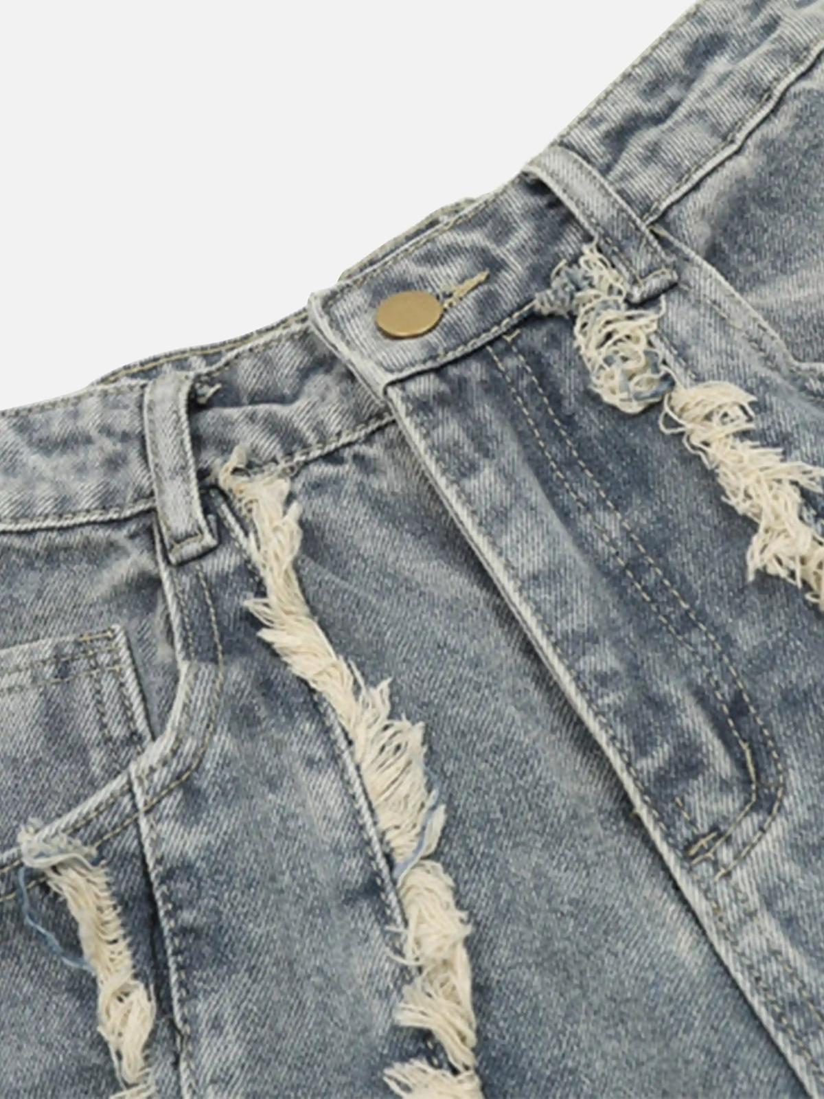 Vintage Fringed Raw-Edge Jeans