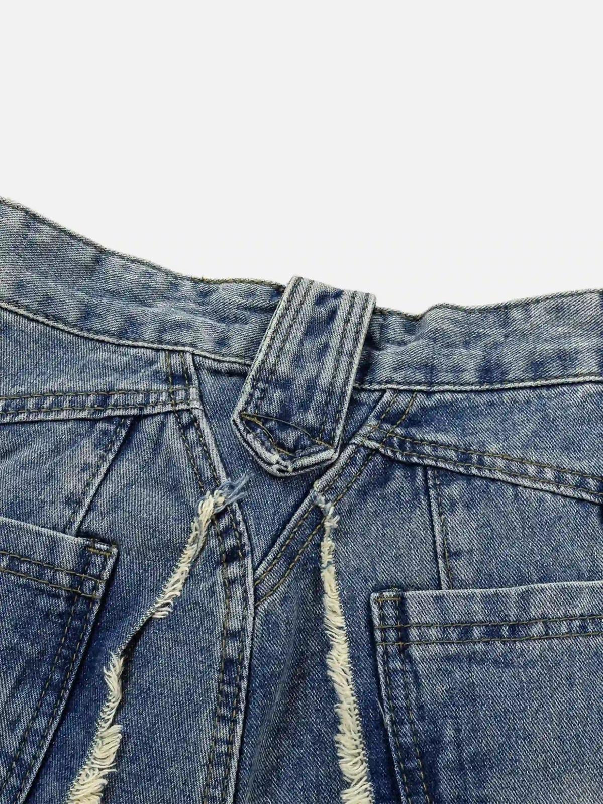 Vintage Fringed Raw-Edge Oversized Jeans