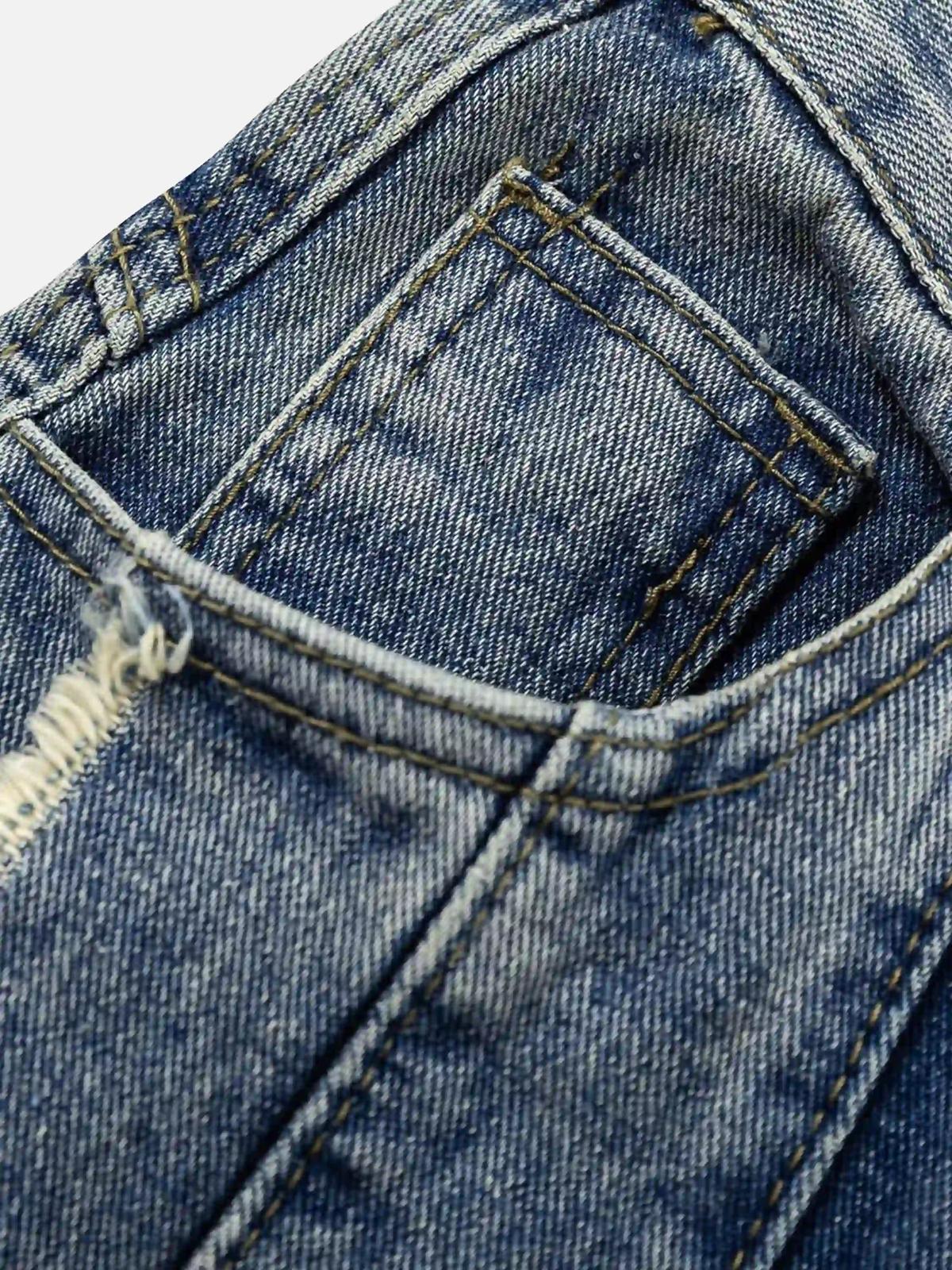 Vintage Fringed Raw-Edge Oversized Jeans