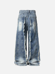 Vintage Fringed Raw-Edge Oversized Jeans