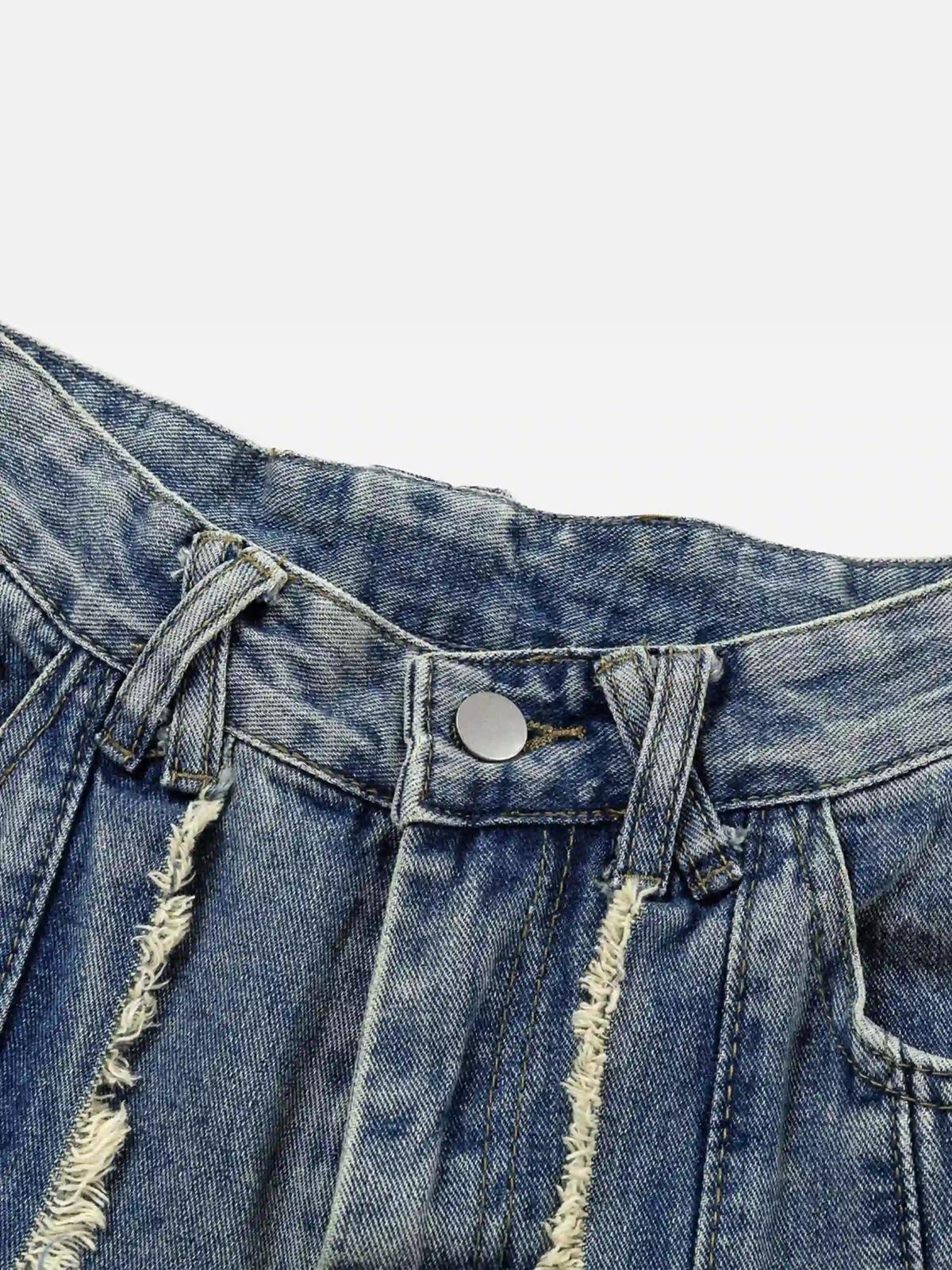 Vintage Fringed Raw-Edge Oversized Jeans