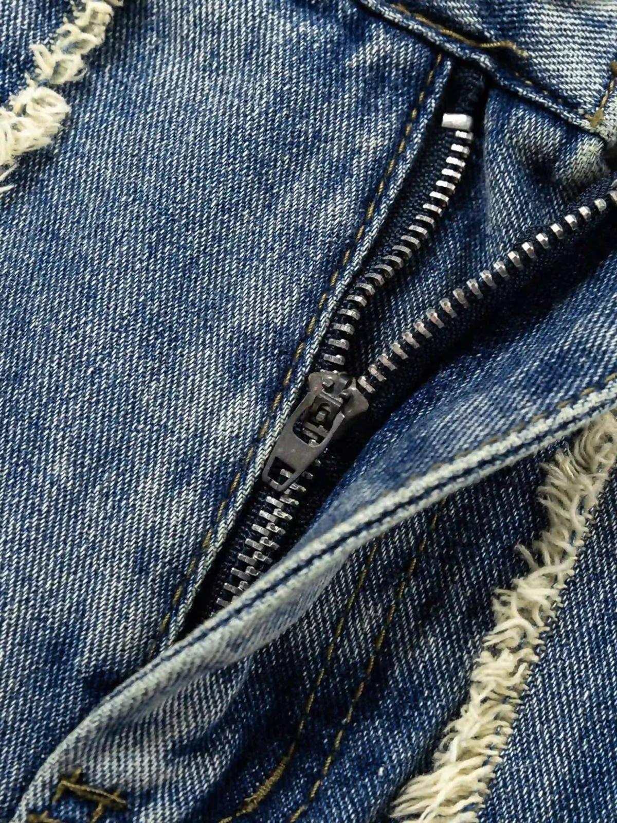 Vintage Fringed Raw-Edge Oversized Jeans