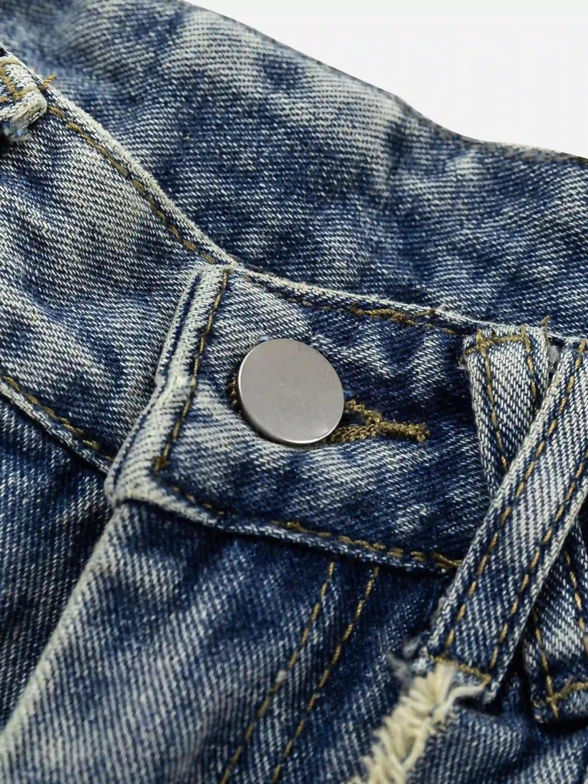 Vintage Fringed Raw-Edge Oversized Jeans
