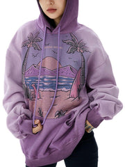 Vintage Gradient Hooded Loose Sweatshirt