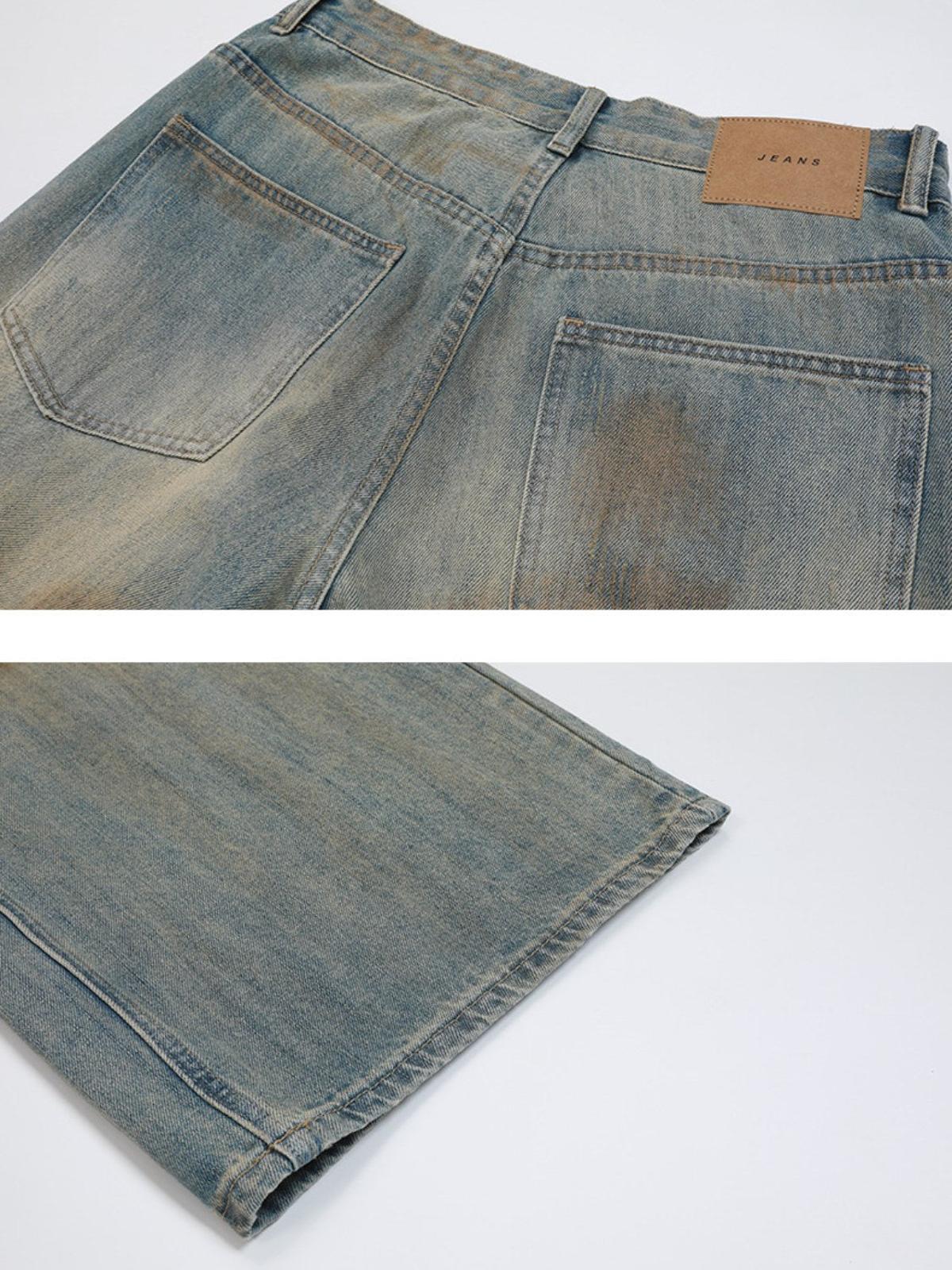 Vintage Graffiti Washed Distressed Jeans