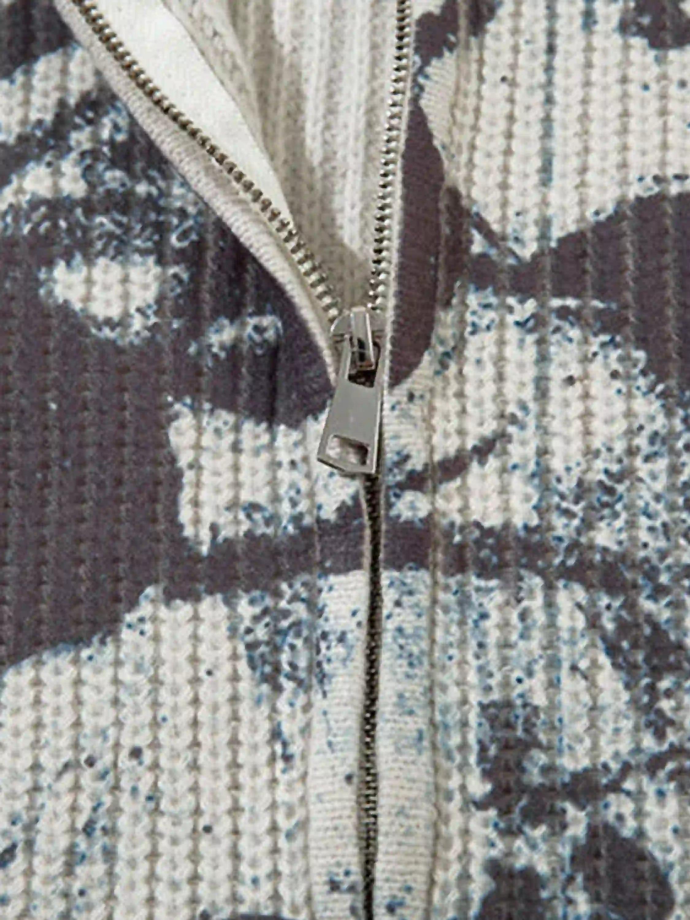 Vintage Graffiti Zip-Up Cardigan