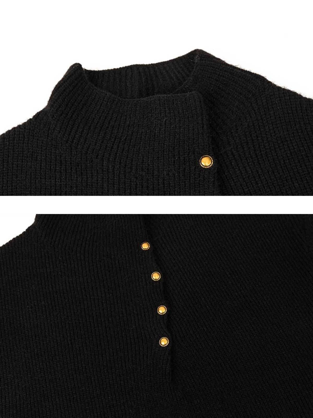 Vintage High-Neck Button Leisure Sweater