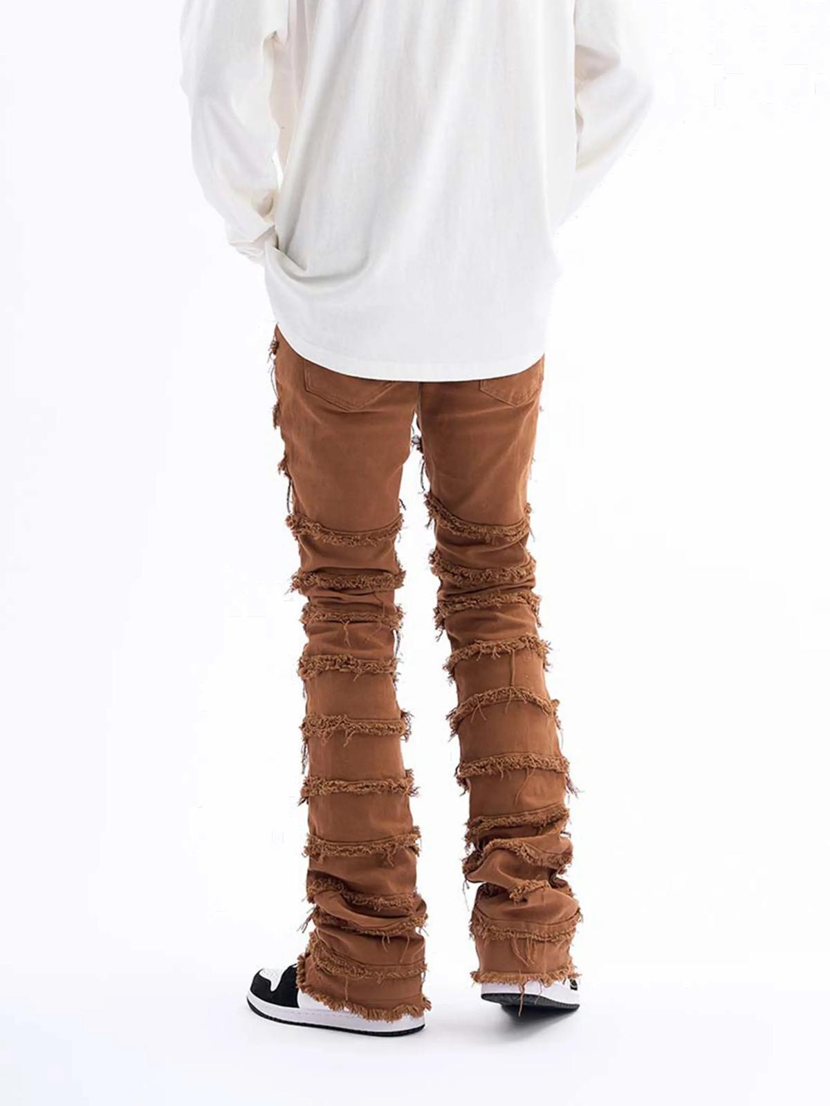 Vintage Layered Raw Edge Slim Jeans