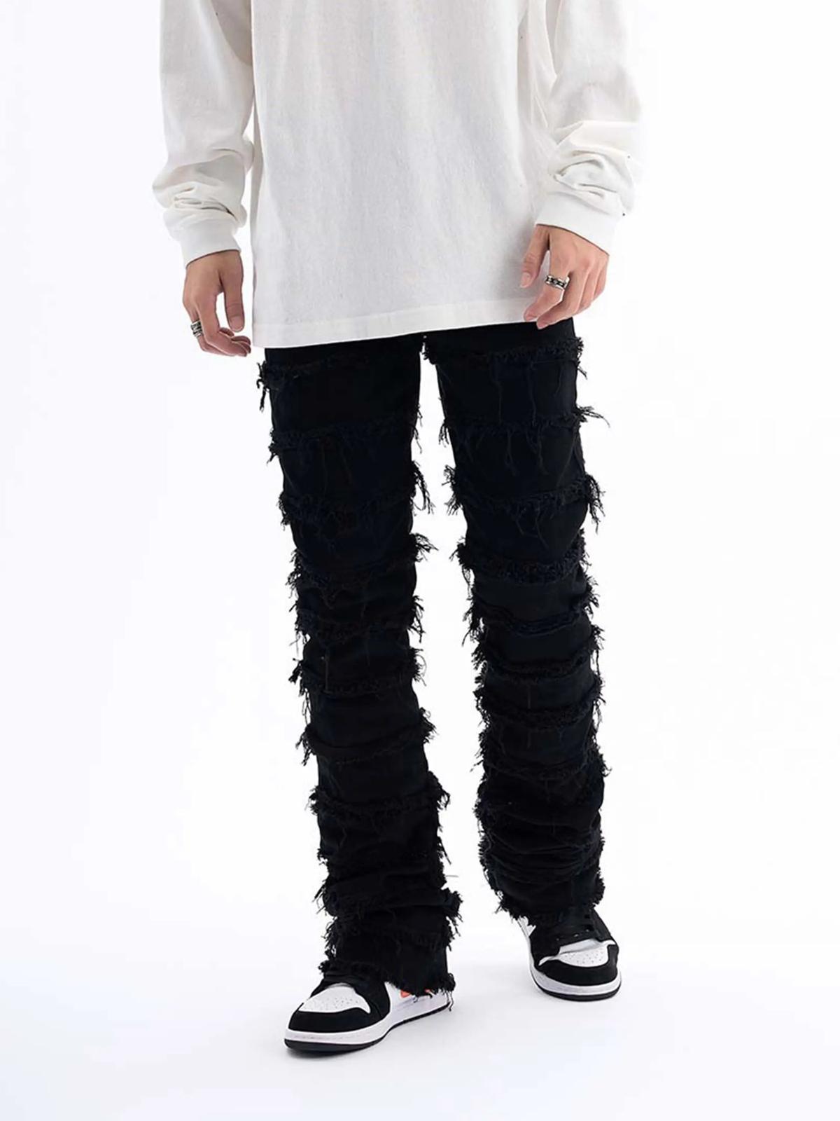 Vintage Layered Raw Edge Slim Jeans
