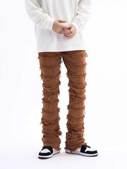 Vintage Layered Raw Edge Slim Jeans