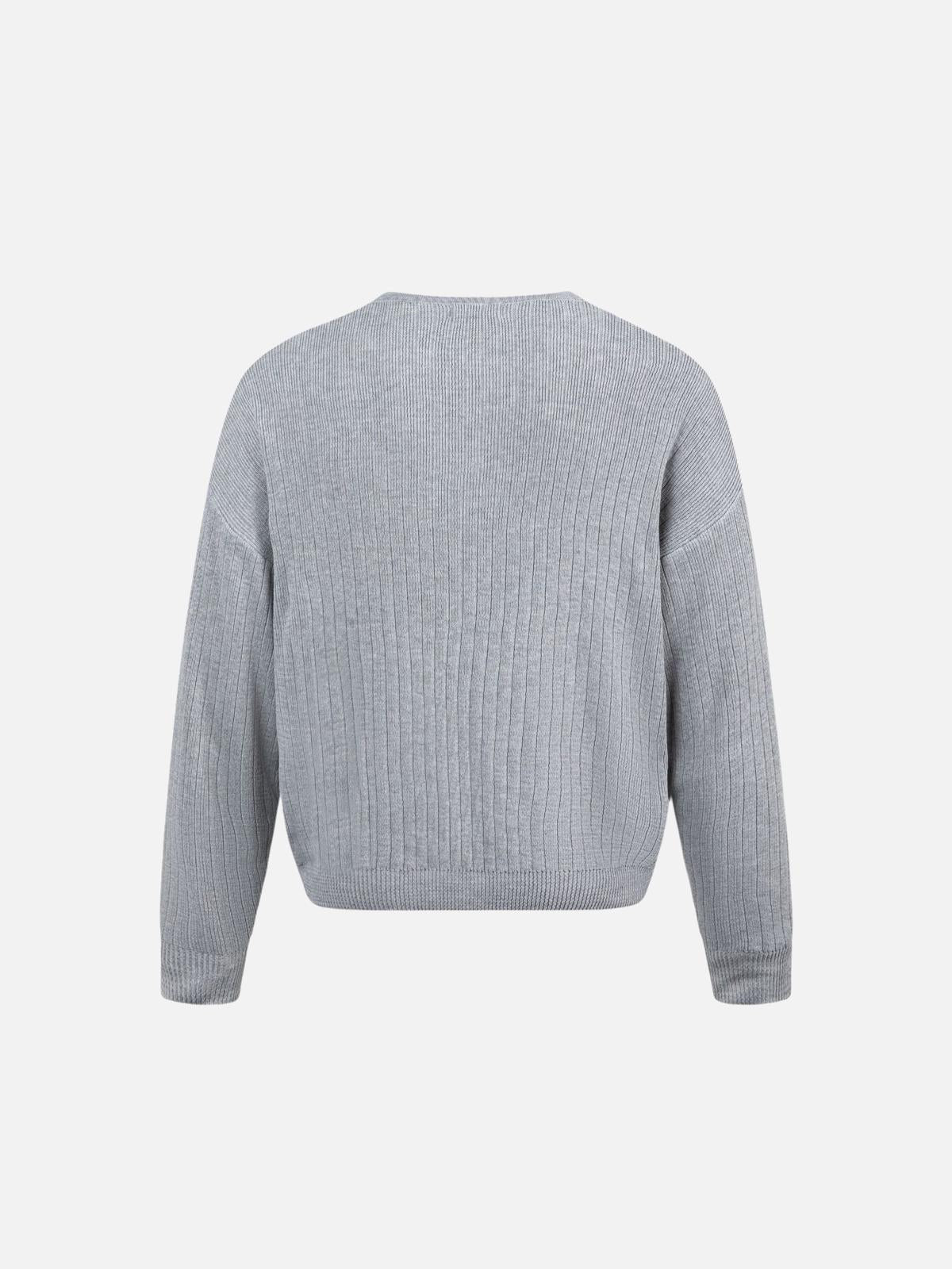 Vintage Letter Small V-Neck Sweater