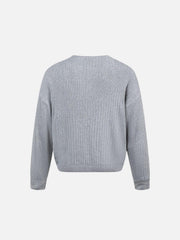 Vintage Letter Small V-Neck Sweater