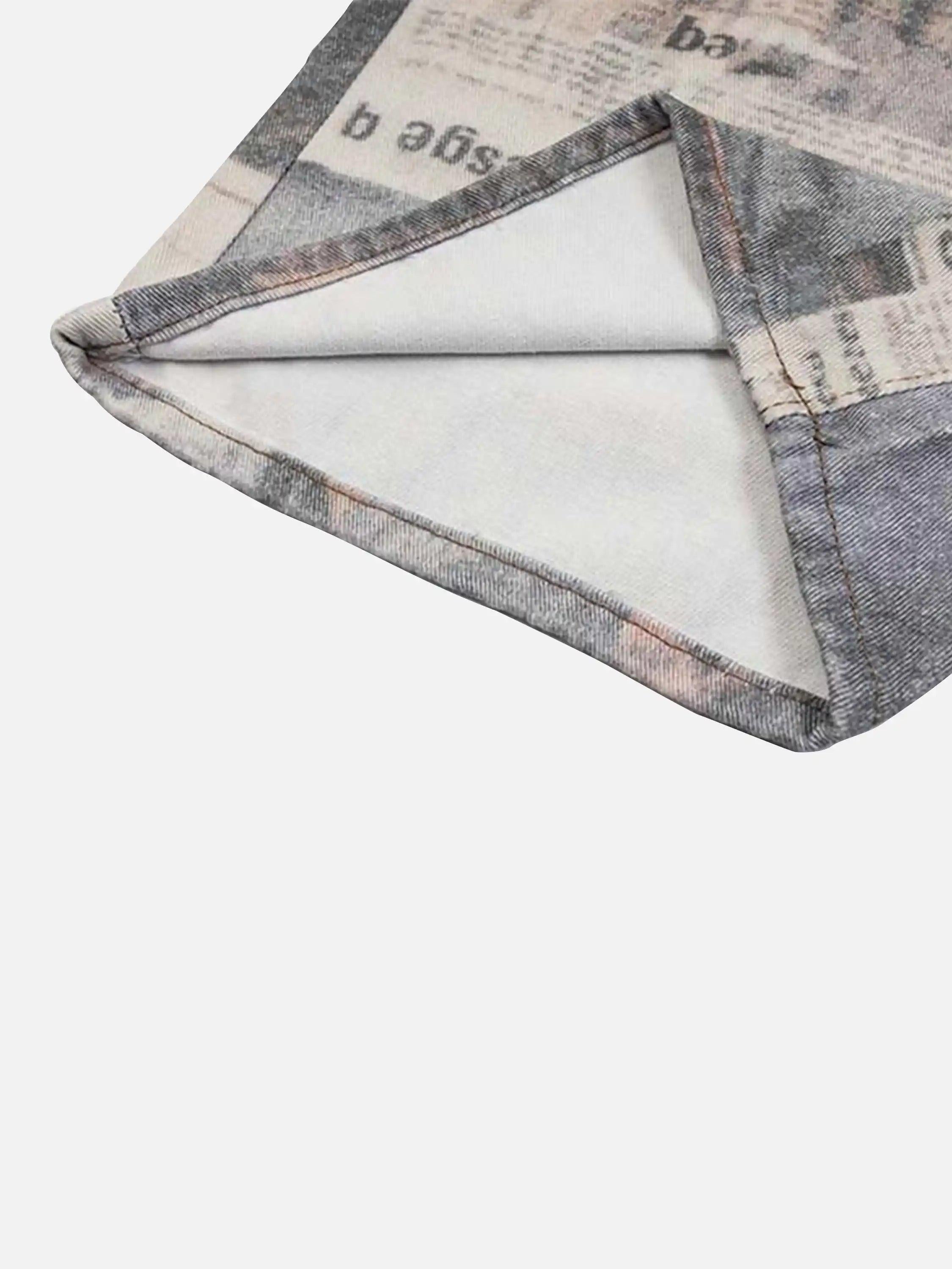 Vintage Newspaper Digital Print Pants