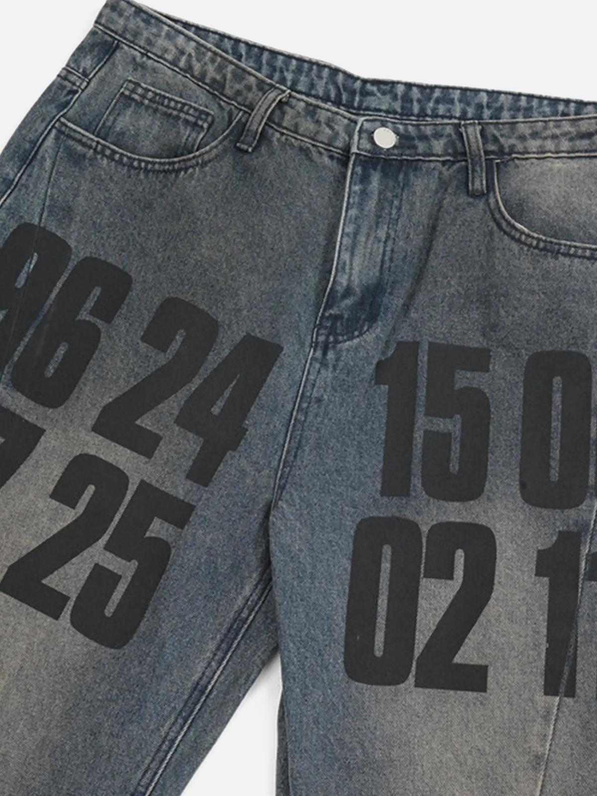 Vintage Number Print Jeans