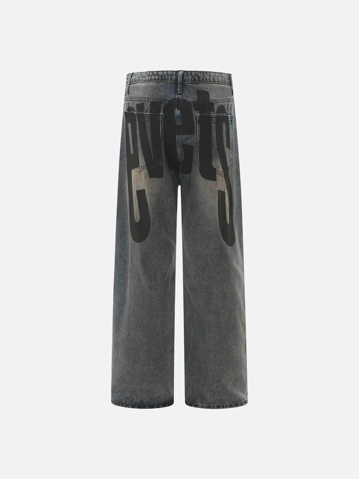 Vintage Number Print Jeans