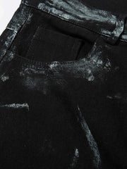 Vintage Painted Wide-Leg Pleated Jeans