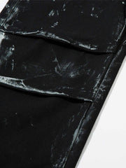 Vintage Painted Wide-Leg Pleated Jeans