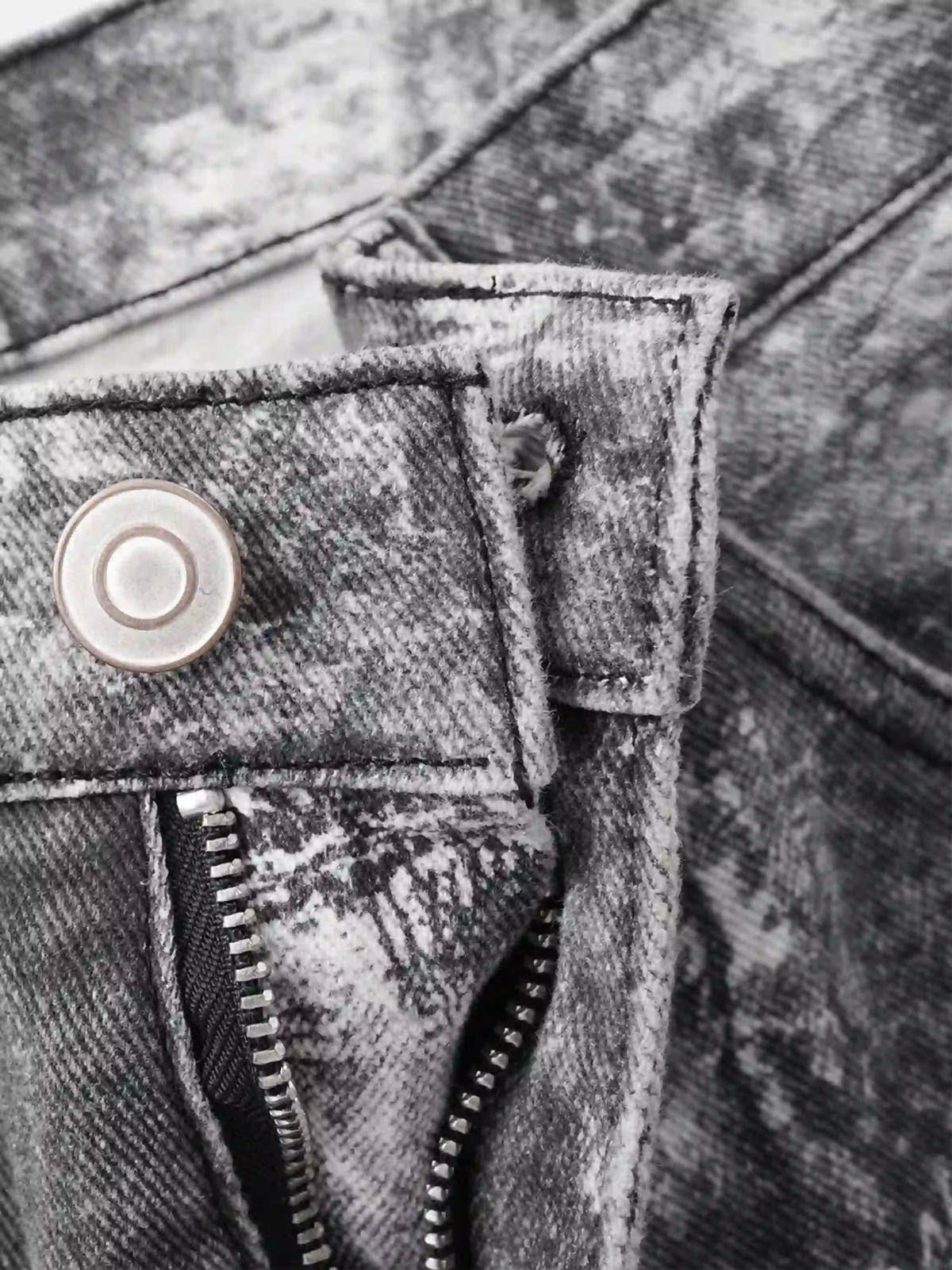 Vintage Paisley Digital Print Straight Jeans