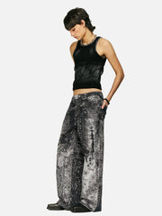 Vintage Paisley Digital Print Straight Jeans