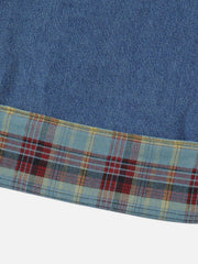 Vintage Plaid Cuffed Jeans