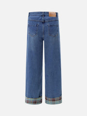 Vintage Plaid Cuffed Jeans
