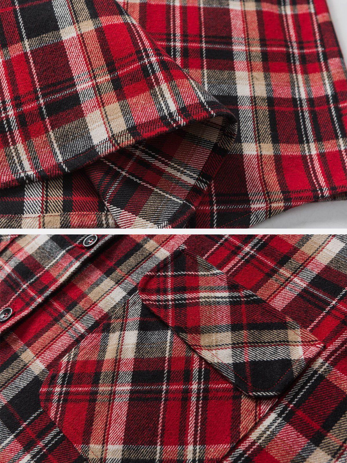 Vintage Plaid Long-Sleeved Shirt