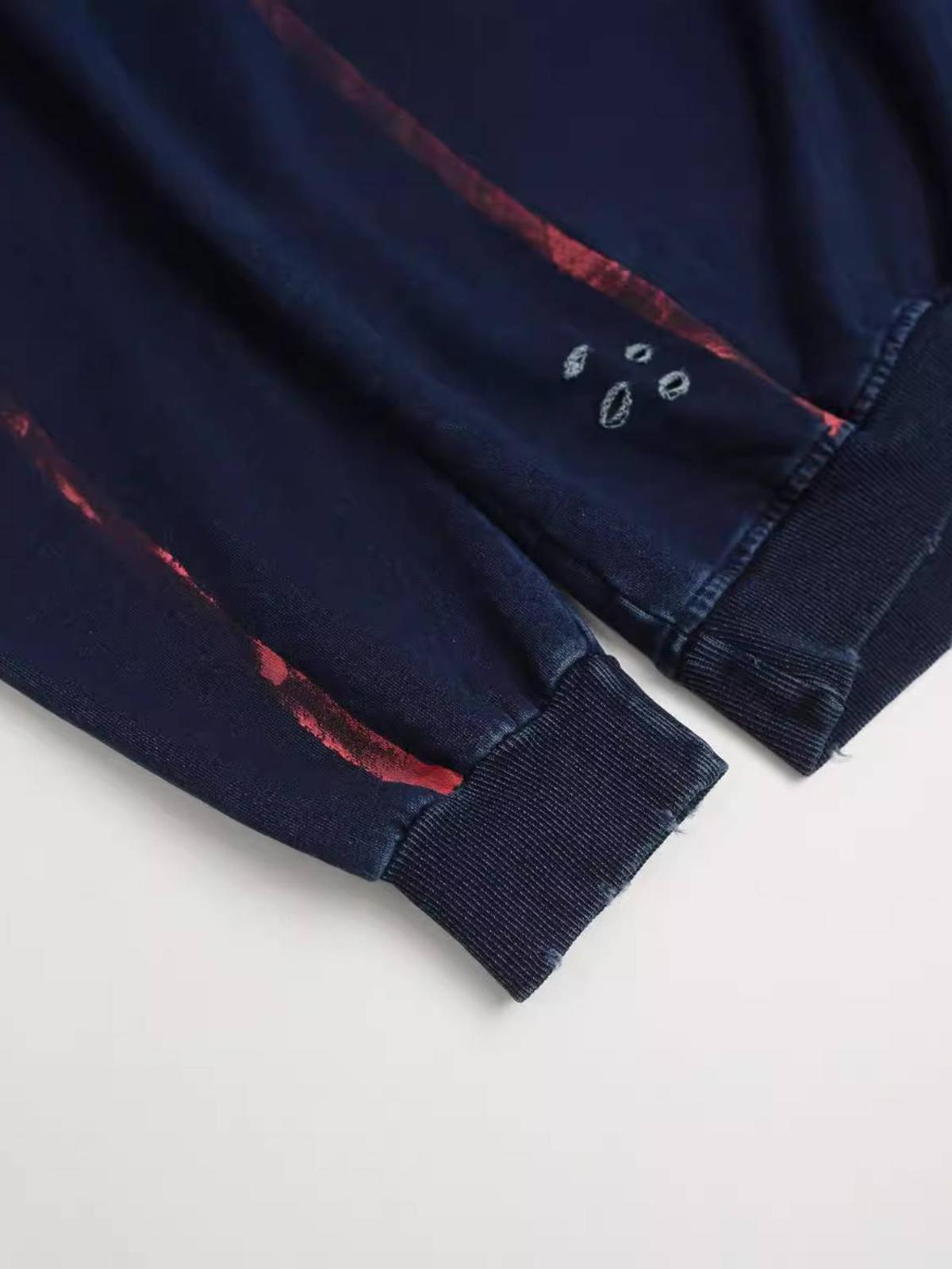 Vintage Print hole Academic Style Hoodie