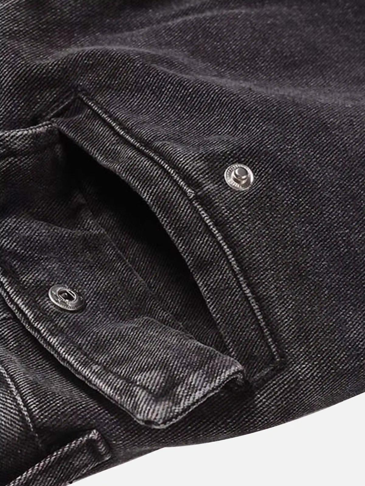 Vintage Punk Distressed Multi-Pocket Jeans