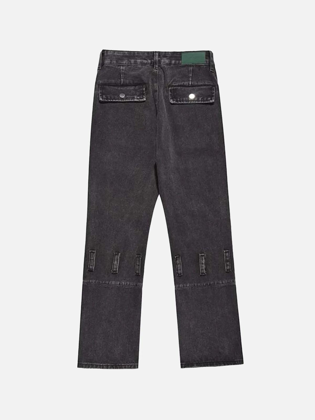 Vintage Punk Distressed Multi-Pocket Jeans
