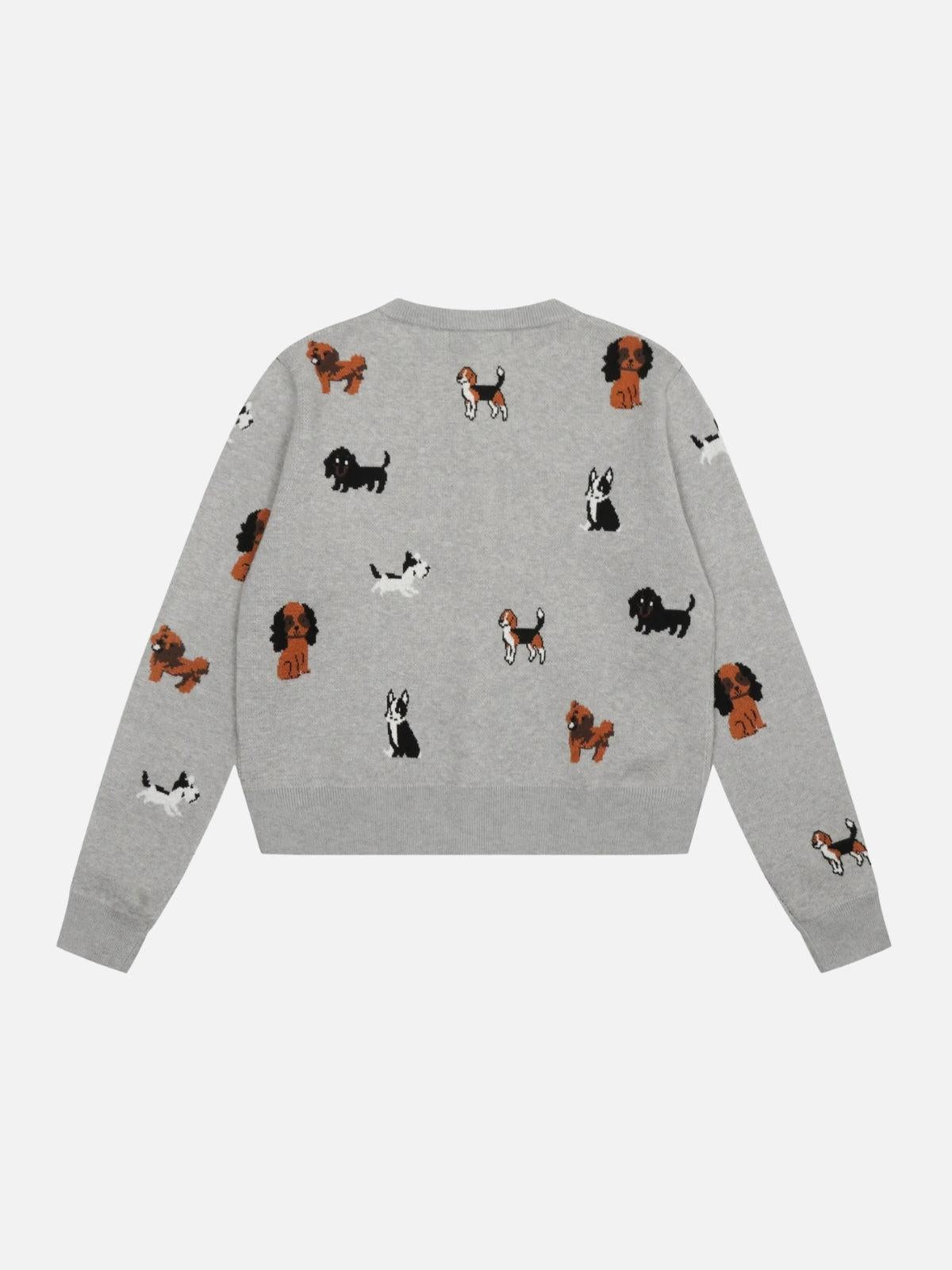 Vintage Puppy Embroidery Knit Cardigan