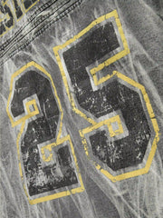 Vintage Racing Distressed Print Zip-Up Collar Jacket