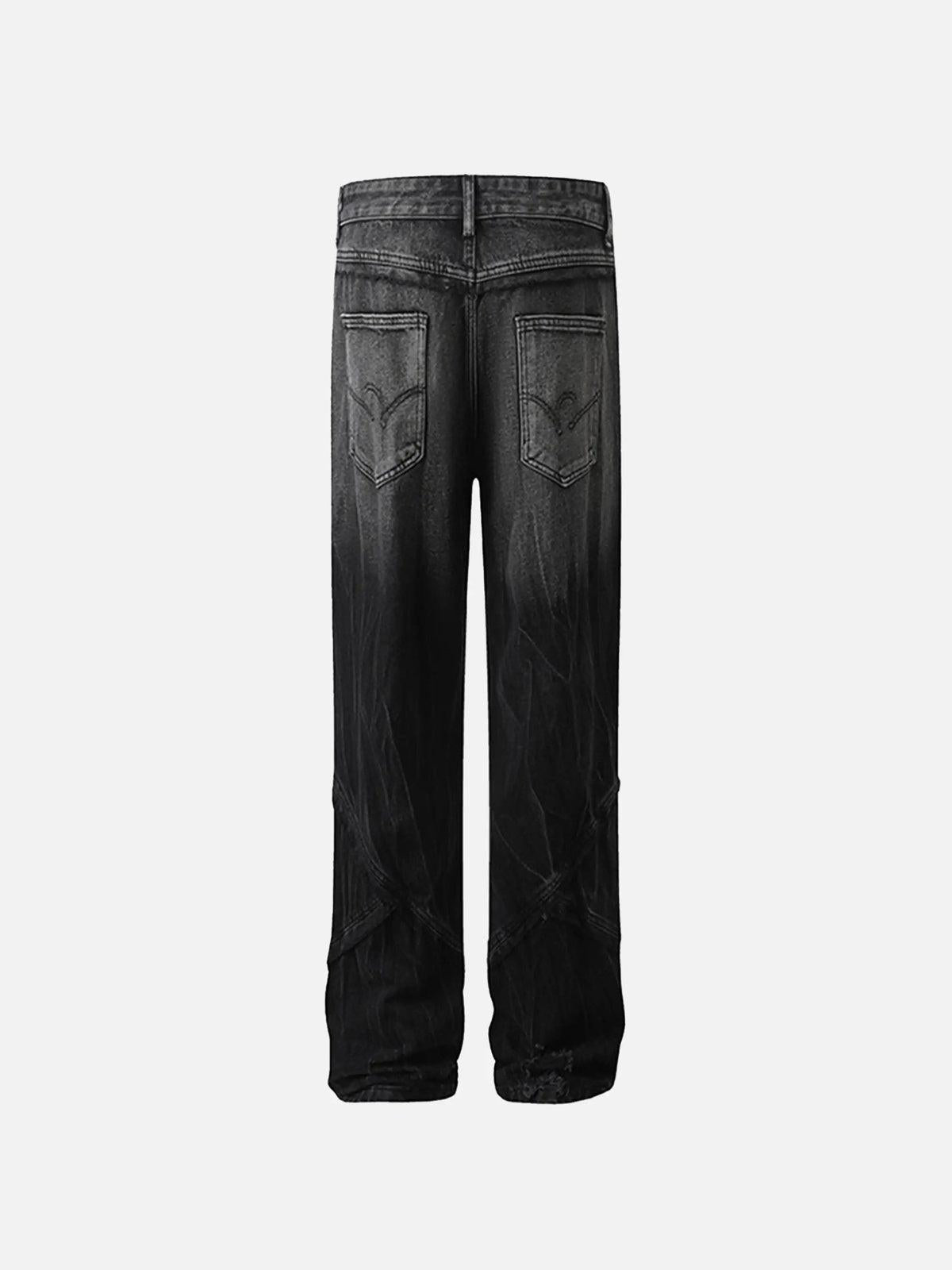 Vintage Raw-Edge Ripple Straight-Leg Jeans