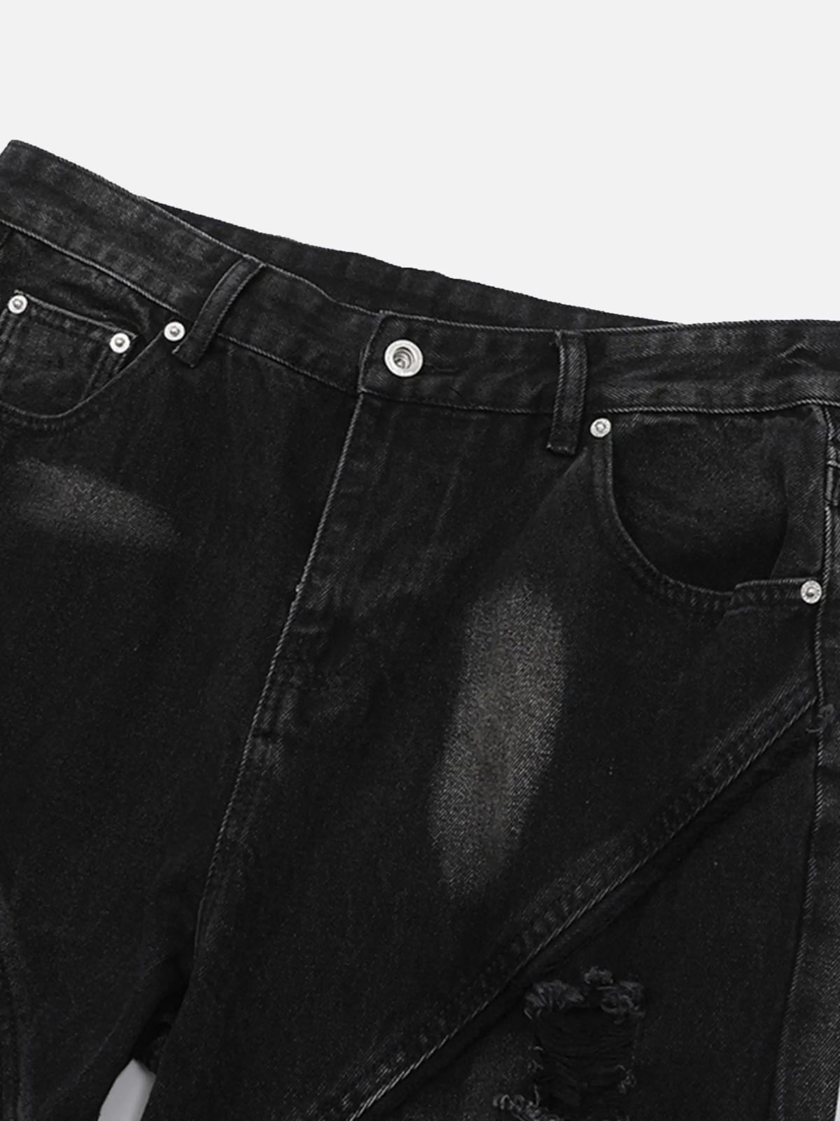 Vintage Raw-Edge Ripple Straight-Leg Jeans