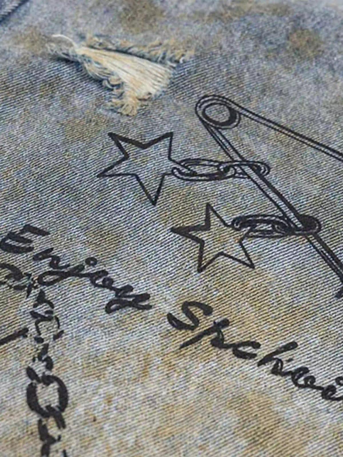 Vintage Ripped Graffiti Jeans