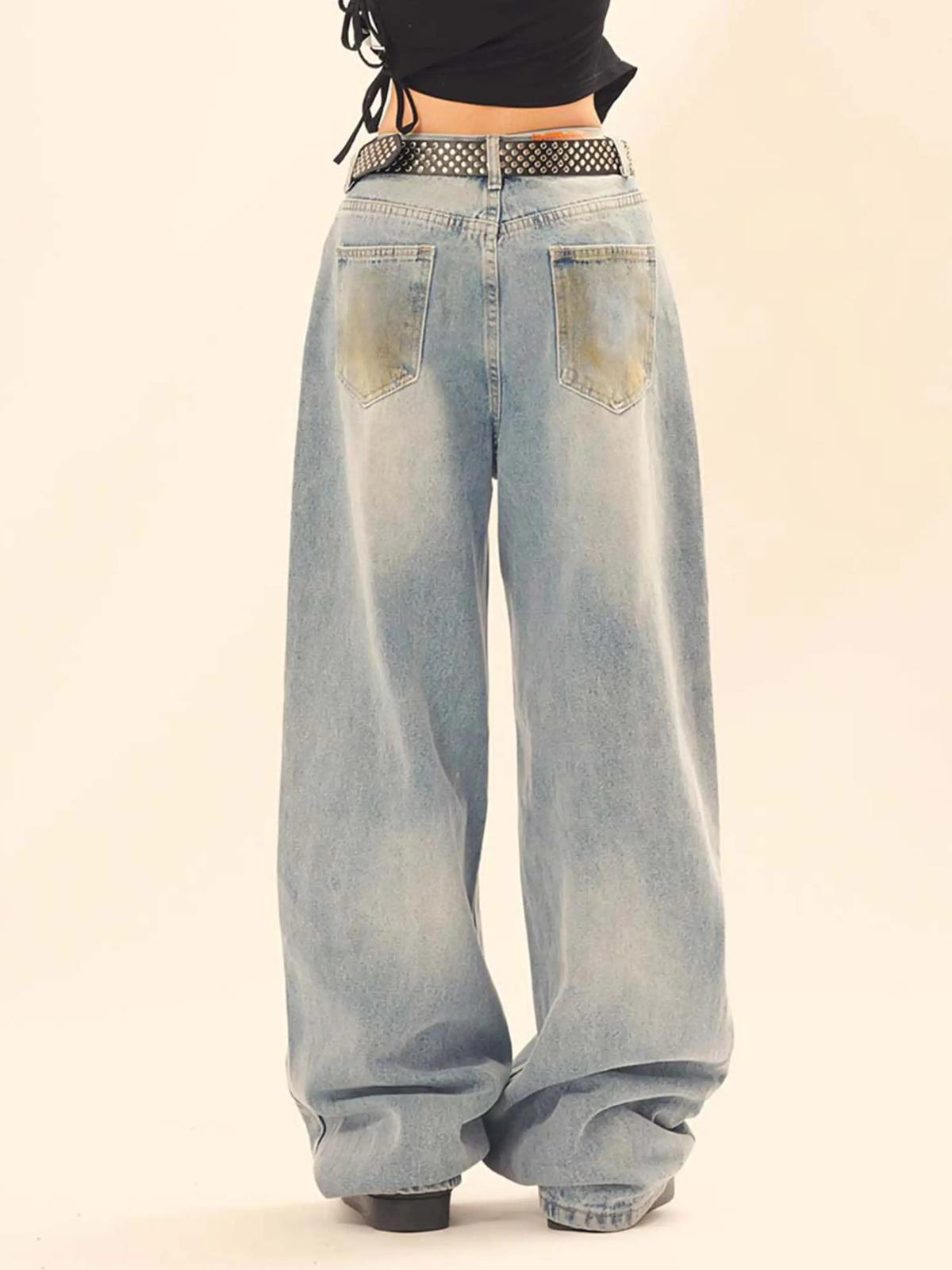 Vintage Ripped Graffiti Jeans