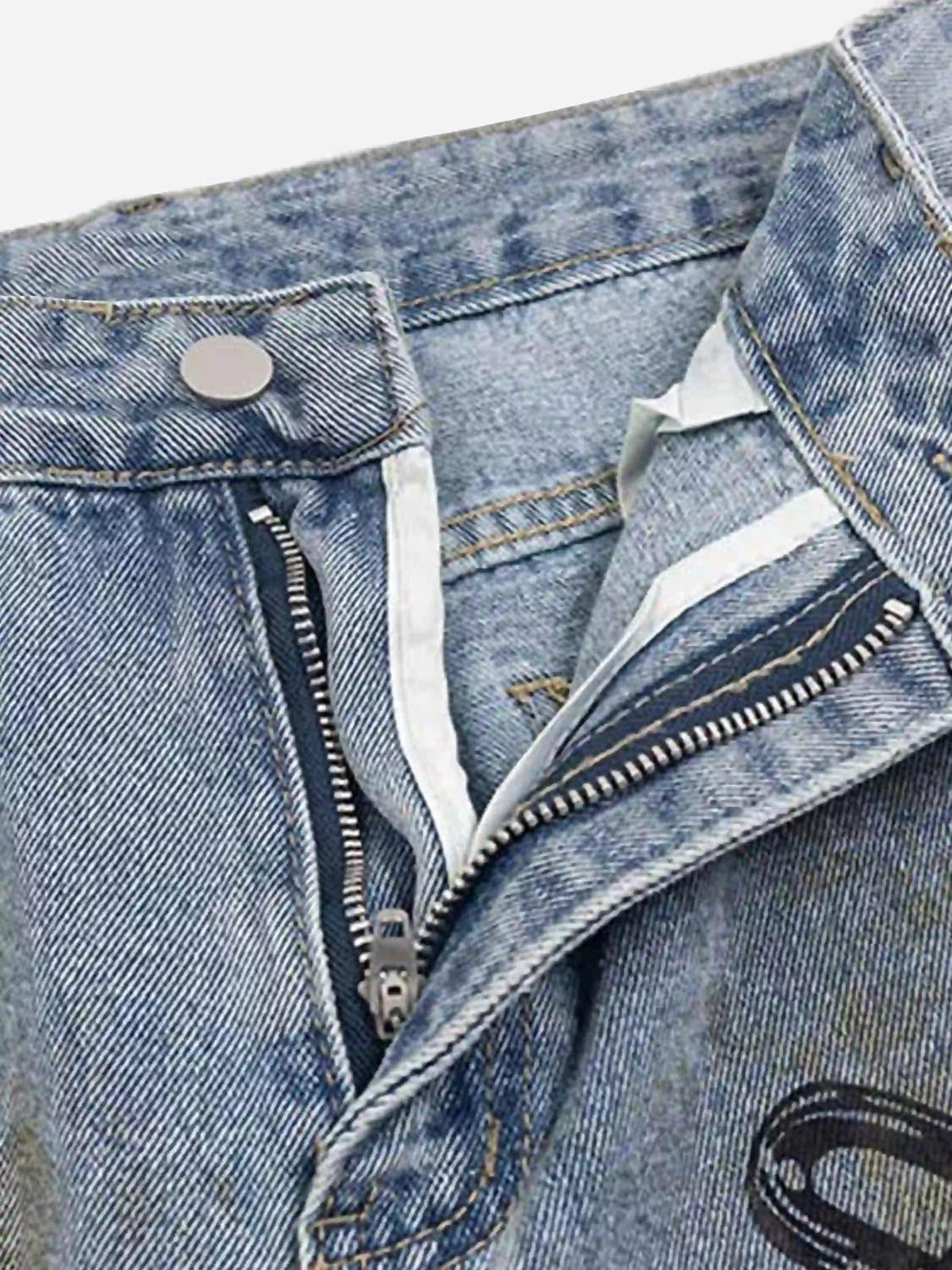 Vintage Ripped Graffiti Jeans