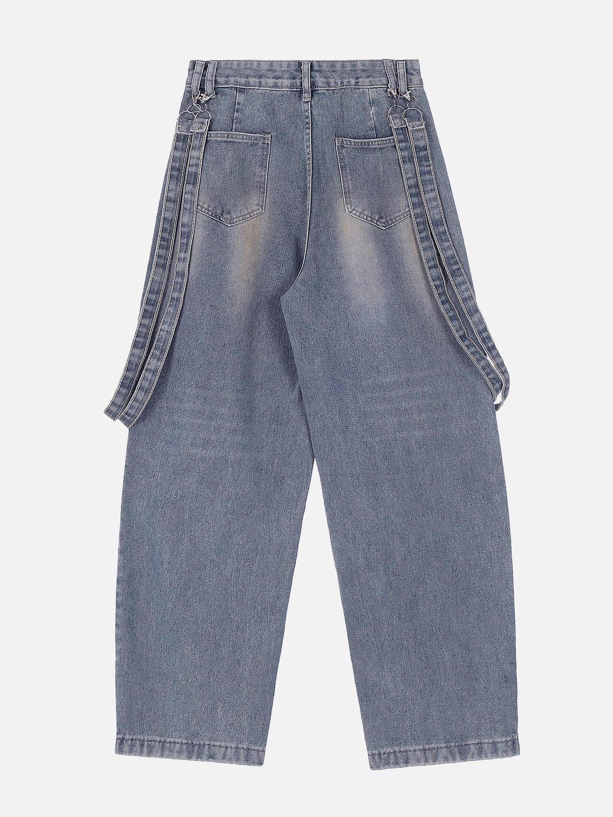 Vintage Solid Double Strap Jeans