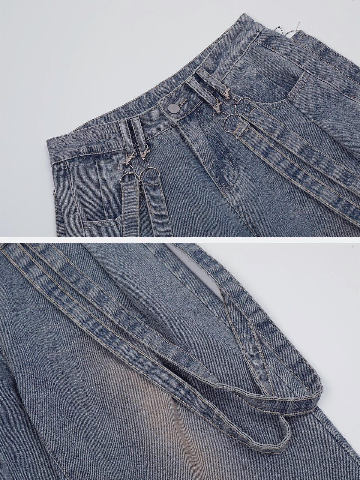 Vintage Solid Double Strap Jeans