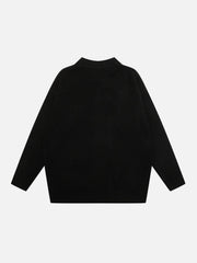 Vintage street Letter Embroidery Sweater
