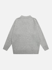 Vintage street Letter Embroidery Sweater