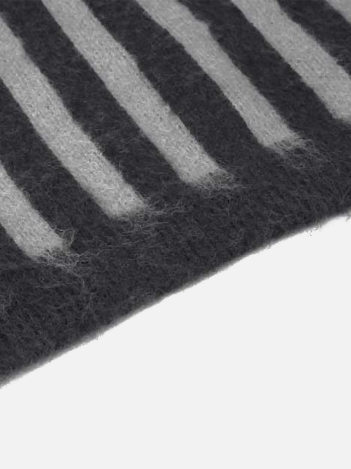 Vintage Vertical Striped Polo Collar Sweater