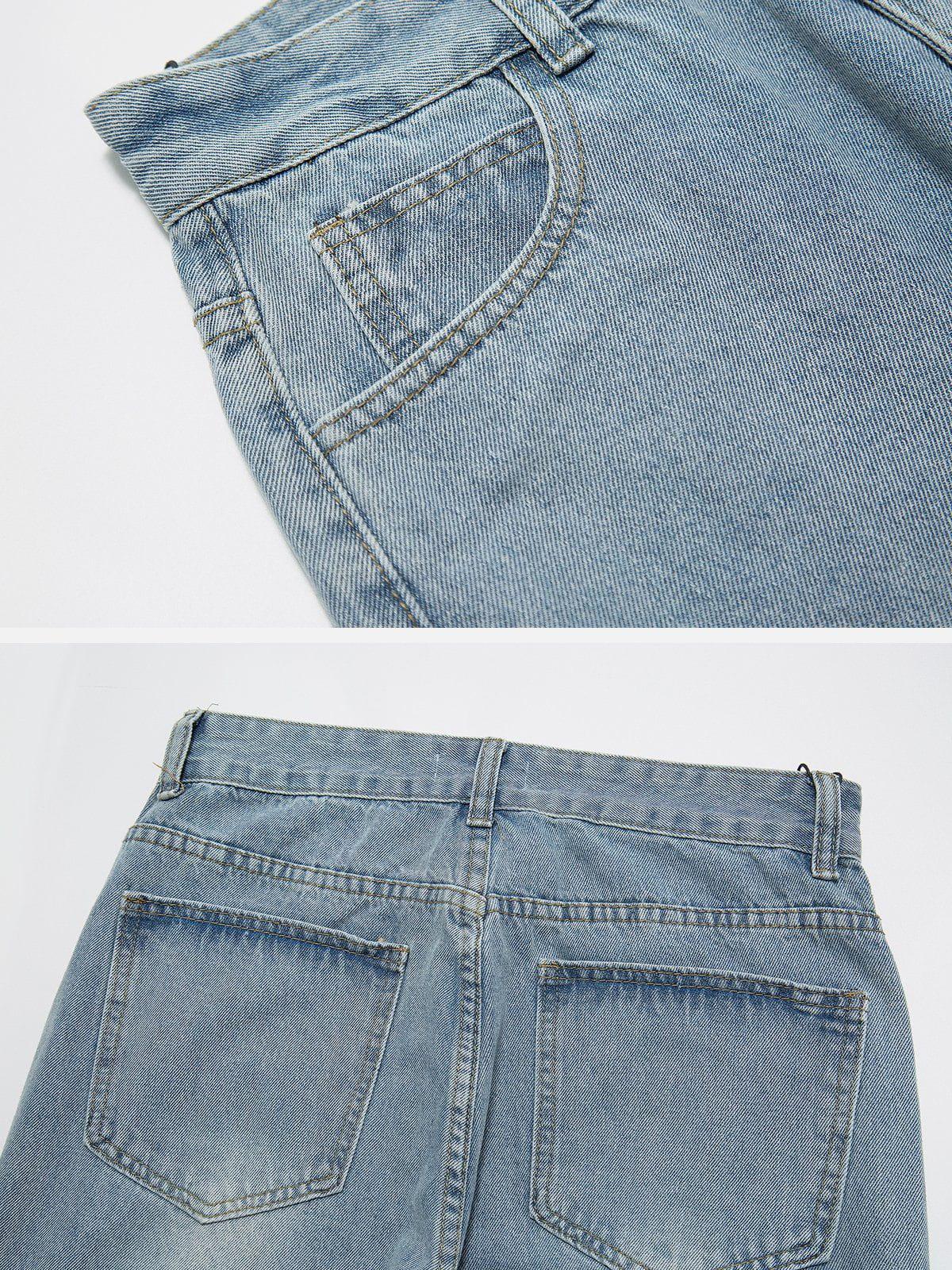 Vintage Wash Adjustable Zip Jeans
