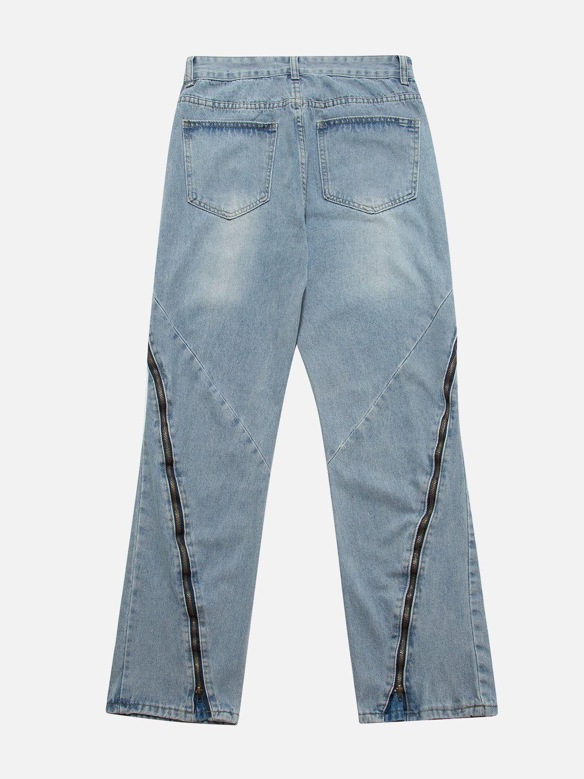 Vintage Wash Adjustable Zip Jeans