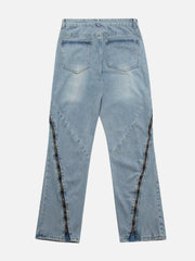 Vintage Wash Adjustable Zip Jeans