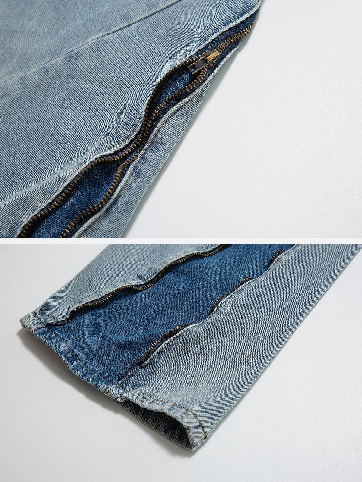 Vintage Wash Adjustable Zip Jeans