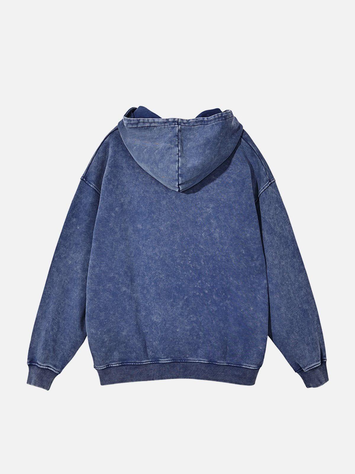 Vintage Wash Distressed Solid Hoodie