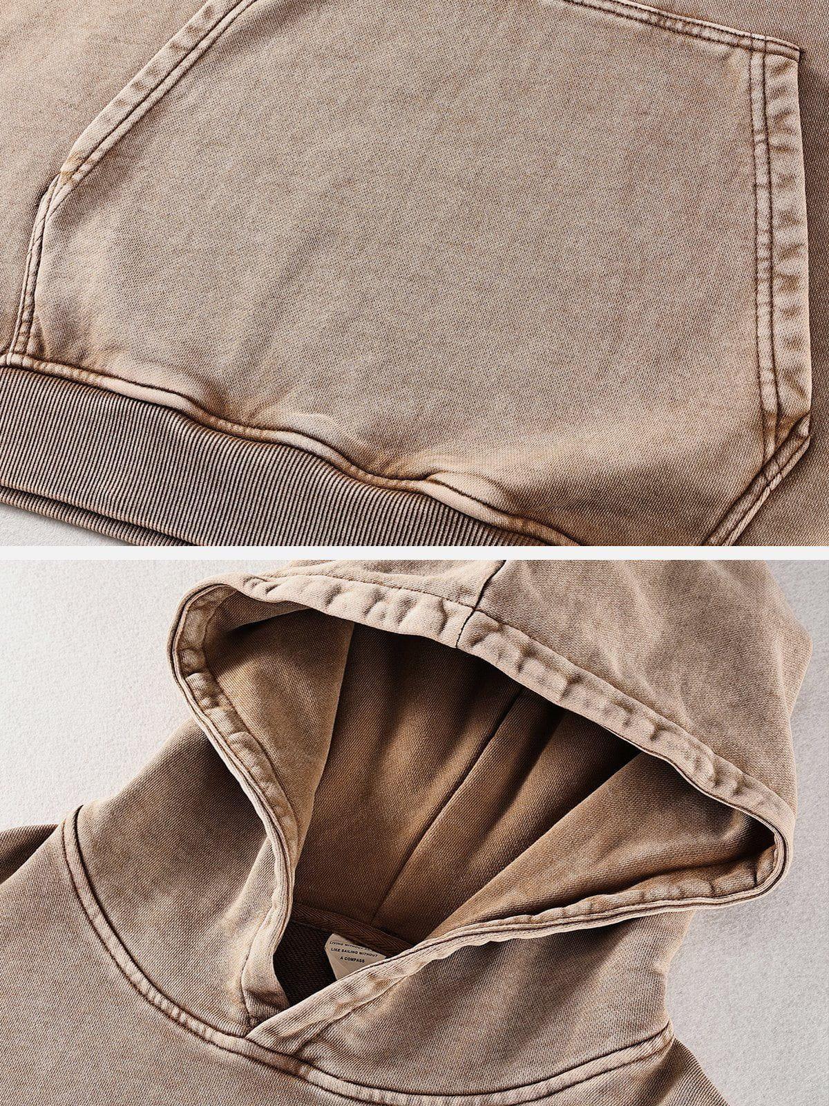 Vintage Wash Distressed Solid Hoodie