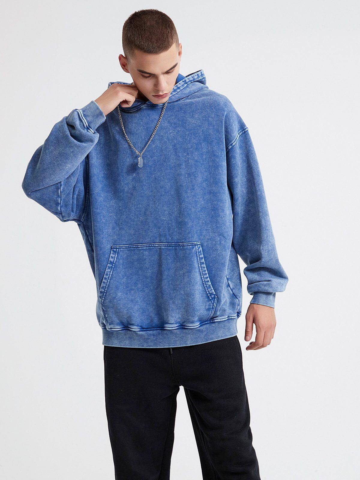 Vintage Wash Distressed Solid Hoodie
